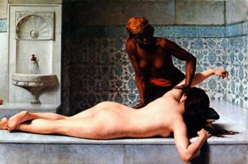 Edouard Bernard Debat-Ponsan : The Massage in the Harem